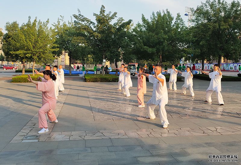7月1日，山东曲阜市武术协会走进曲阜市体育公园面向太极拳爱好者举行公益活动，协会副会长郑毅教授陈式太极拳。